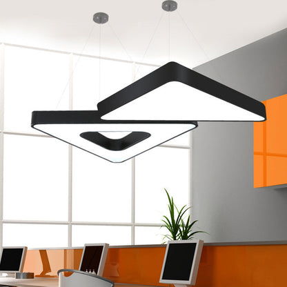 Modern Minimalist Triangle Hollow Iron Acrylic LED Pendant Light For Living Room