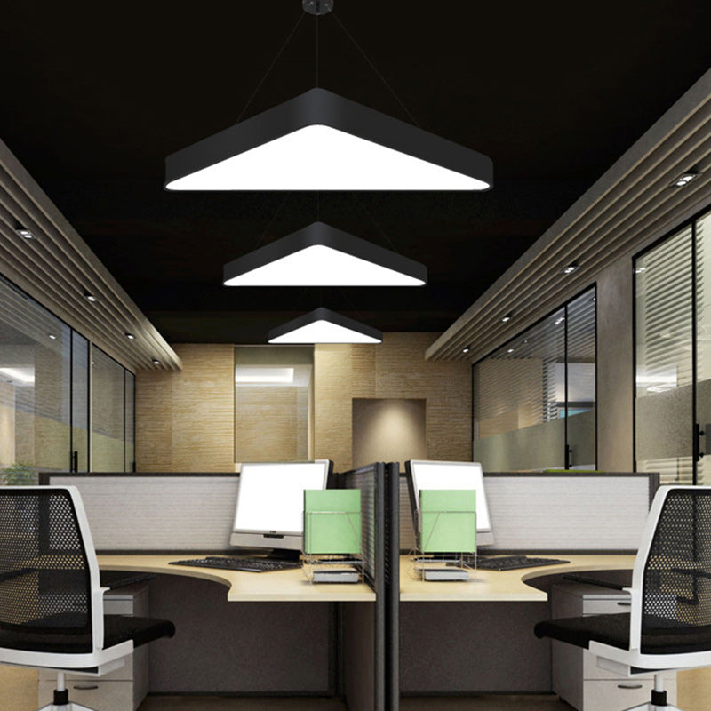 Modern Minimalist Triangle Hollow Iron Acrylic LED Pendant Light For Living Room