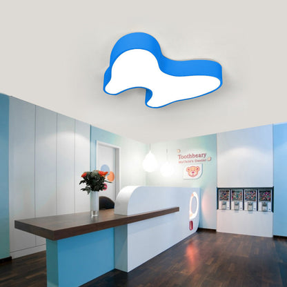 Contemporary Creative Cartoon Kids Tooth Iron Acrylic LED Flush Mount Ceiling Light For Living Room