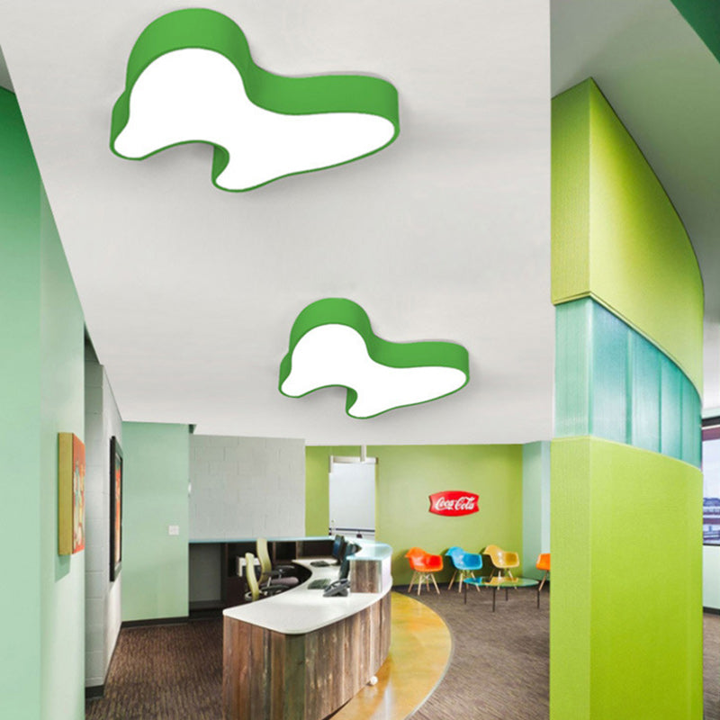 Contemporary Creative Cartoon Kids Tooth Iron Acrylic LED Flush Mount Ceiling Light For Living Room