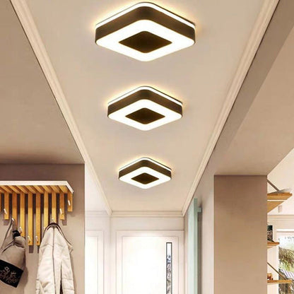 Modern Minimalist Round Square Cylinder Hollow Iron Acrylic LED Flush Mount Ceiling Light For Living Room