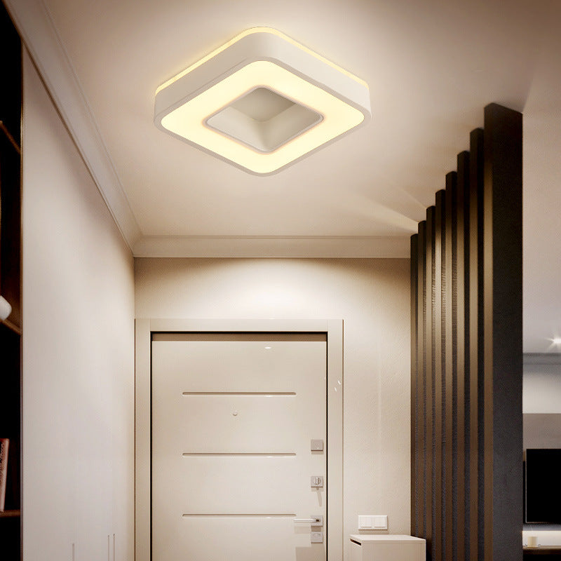 Modern Minimalist Round Square Cylinder Hollow Iron Acrylic LED Flush Mount Ceiling Light For Living Room