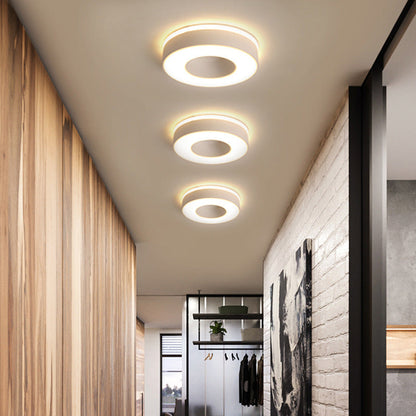 Modern Minimalist Round Square Cylinder Hollow Iron Acrylic LED Flush Mount Ceiling Light For Living Room