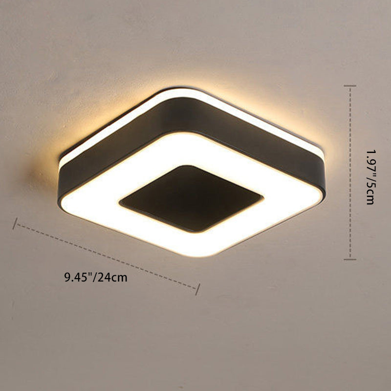 Modern Minimalist Round Square Cylinder Hollow Iron Acrylic LED Flush Mount Ceiling Light For Living Room
