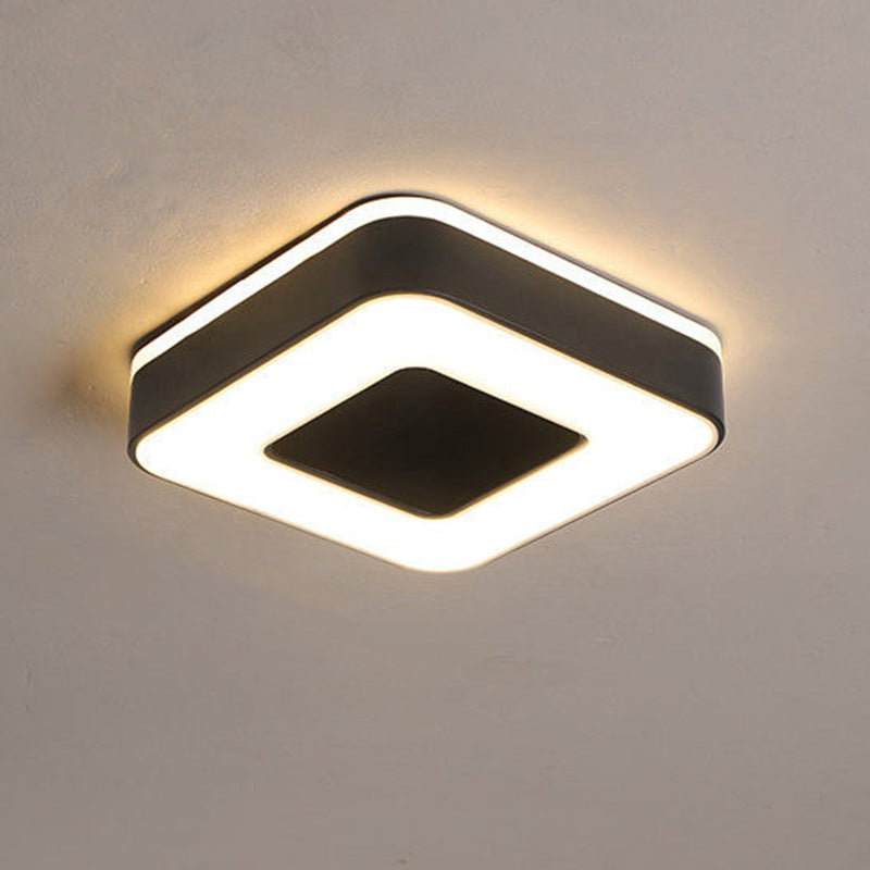 Modern Minimalist Round Square Cylinder Hollow Iron Acrylic LED Flush Mount Ceiling Light For Living Room