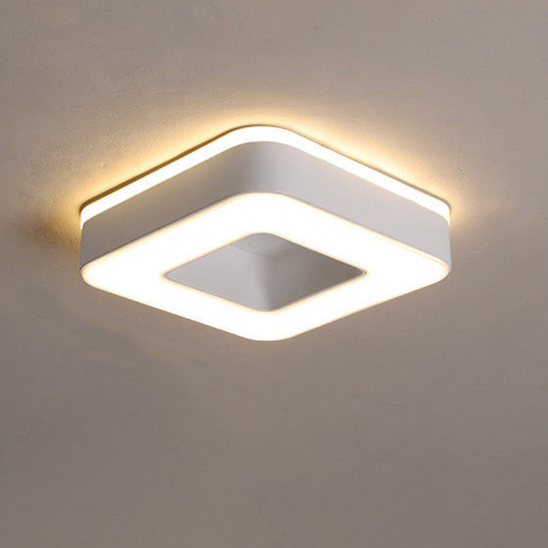 Modern Minimalist Round Square Cylinder Hollow Iron Acrylic LED Flush Mount Ceiling Light For Living Room