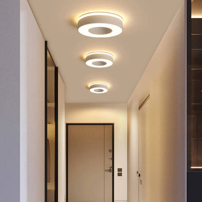 Modern Minimalist Round Square Cylinder Hollow Iron Acrylic LED Flush Mount Ceiling Light For Living Room