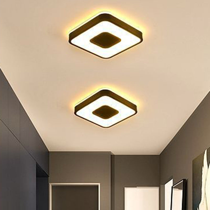 Modern Minimalist Round Square Cylinder Hollow Iron Acrylic LED Flush Mount Ceiling Light For Living Room