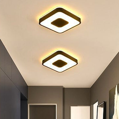 Modern Minimalist Round Square Cylinder Hollow Iron Acrylic LED Flush Mount Ceiling Light For Living Room