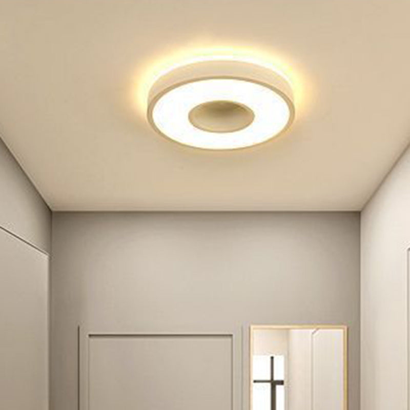 Modern Minimalist Round Square Cylinder Hollow Iron Acrylic LED Flush Mount Ceiling Light For Living Room