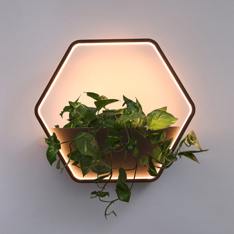 مصباح حائط خارجي LED من الفولاذ المقاوم للصدأ والألومنيوم بتصميم إسكندنافي معاصر مقاوم للماء دائري سداسي الشكل شبه منحرف للحديقة 