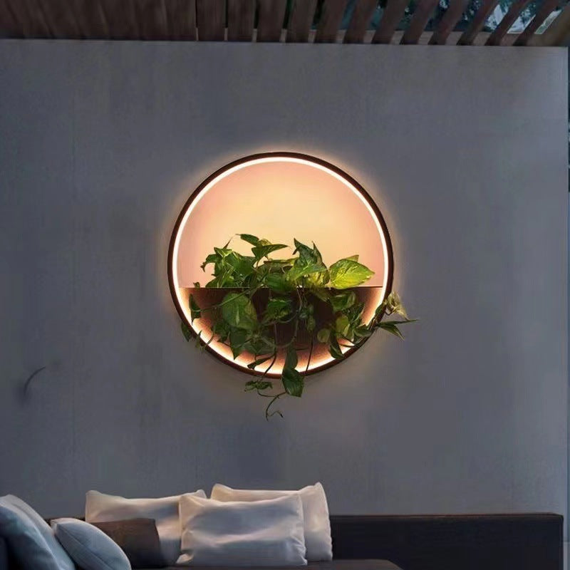 مصباح حائط خارجي LED من الفولاذ المقاوم للصدأ والألومنيوم بتصميم إسكندنافي معاصر مقاوم للماء دائري سداسي الشكل شبه منحرف للحديقة 