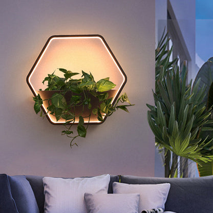 مصباح حائط خارجي LED من الفولاذ المقاوم للصدأ والألومنيوم بتصميم إسكندنافي معاصر مقاوم للماء دائري سداسي الشكل شبه منحرف للحديقة 