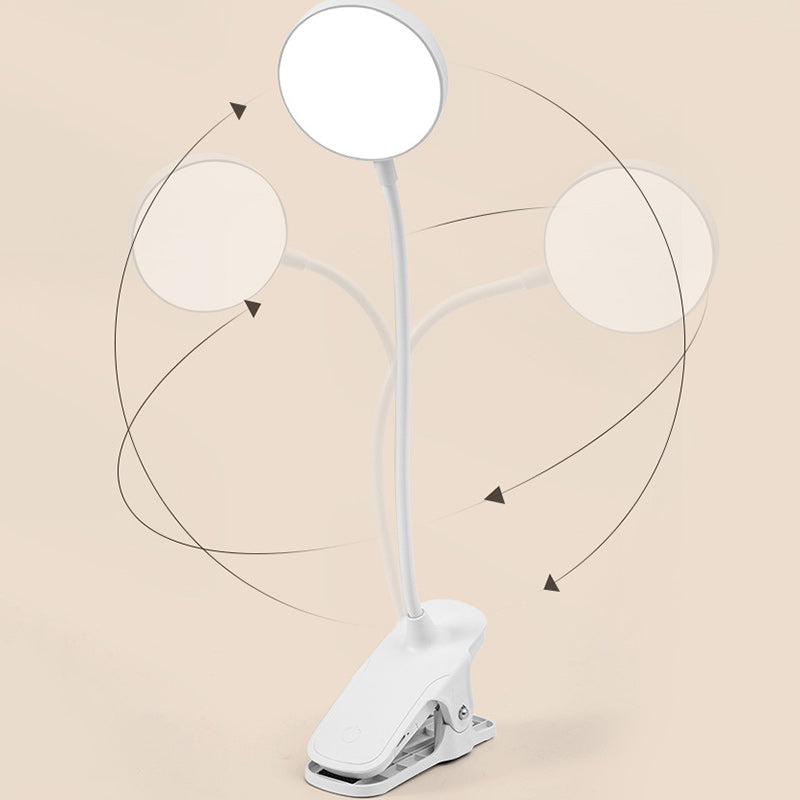 Modern Minimalist Round Adjustable Long Hose Clamp Plastic LED Table Lamp For Bedroom