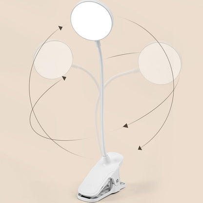 Modern Minimalist Round Adjustable Long Hose Clamp Plastic LED Table Lamp For Bedroom