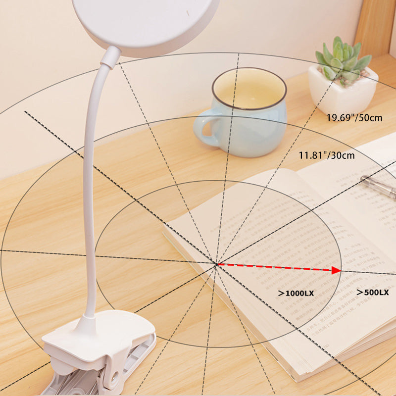 Modern Minimalist Round Adjustable Long Hose Clamp Plastic LED Table Lamp For Bedroom