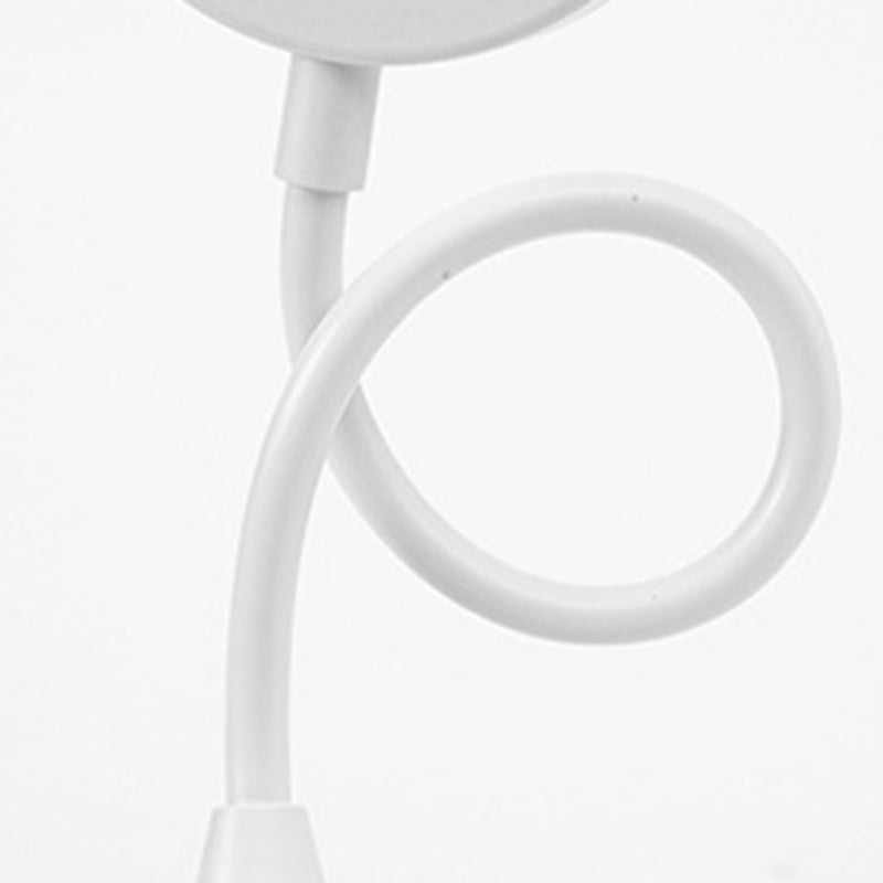 Modern Minimalist Round Adjustable Long Hose Clamp Plastic LED Table Lamp For Bedroom