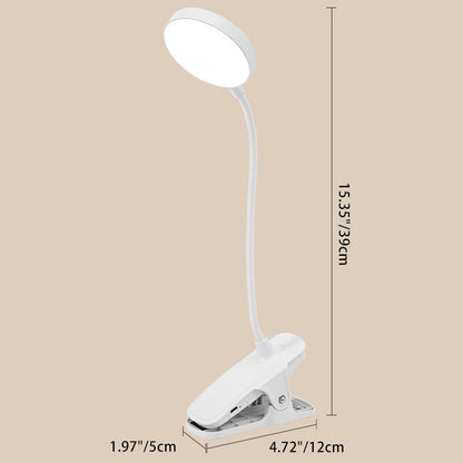 Modern Minimalist Round Adjustable Long Hose Clamp Plastic LED Table Lamp For Bedroom