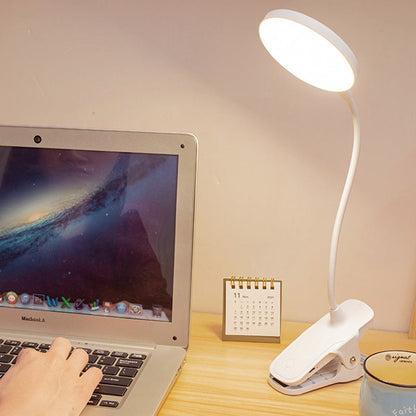 Modern Minimalist Round Adjustable Long Hose Clamp Plastic LED Table Lamp For Bedroom