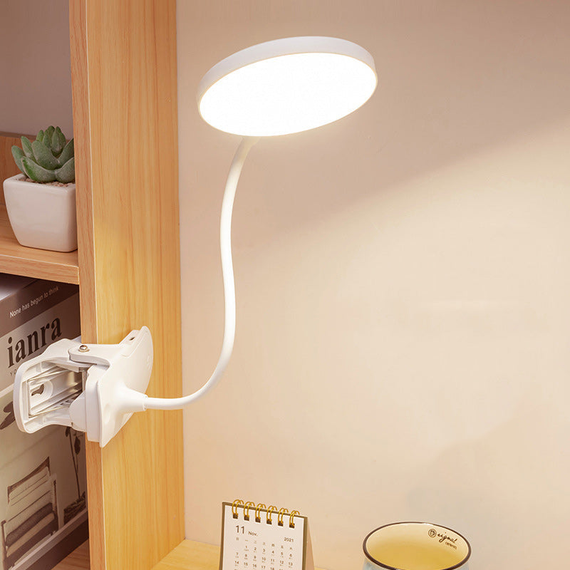 Modern Minimalist Round Adjustable Long Hose Clamp Plastic LED Table Lamp For Bedroom
