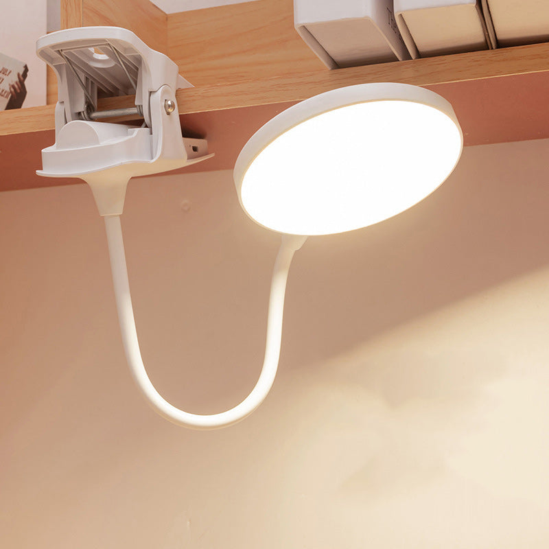 Modern Minimalist Round Adjustable Long Hose Clamp Plastic LED Table Lamp For Bedroom