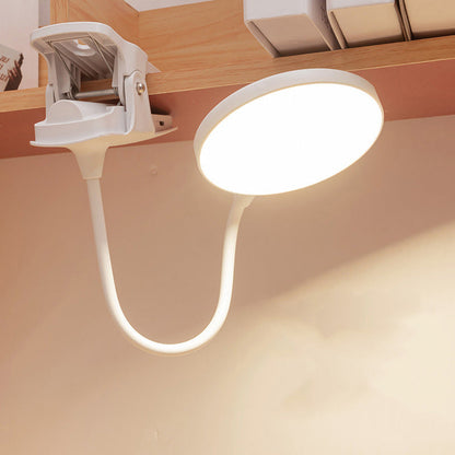 Modern Minimalist Round Adjustable Long Hose Clamp Plastic LED Table Lamp For Bedroom