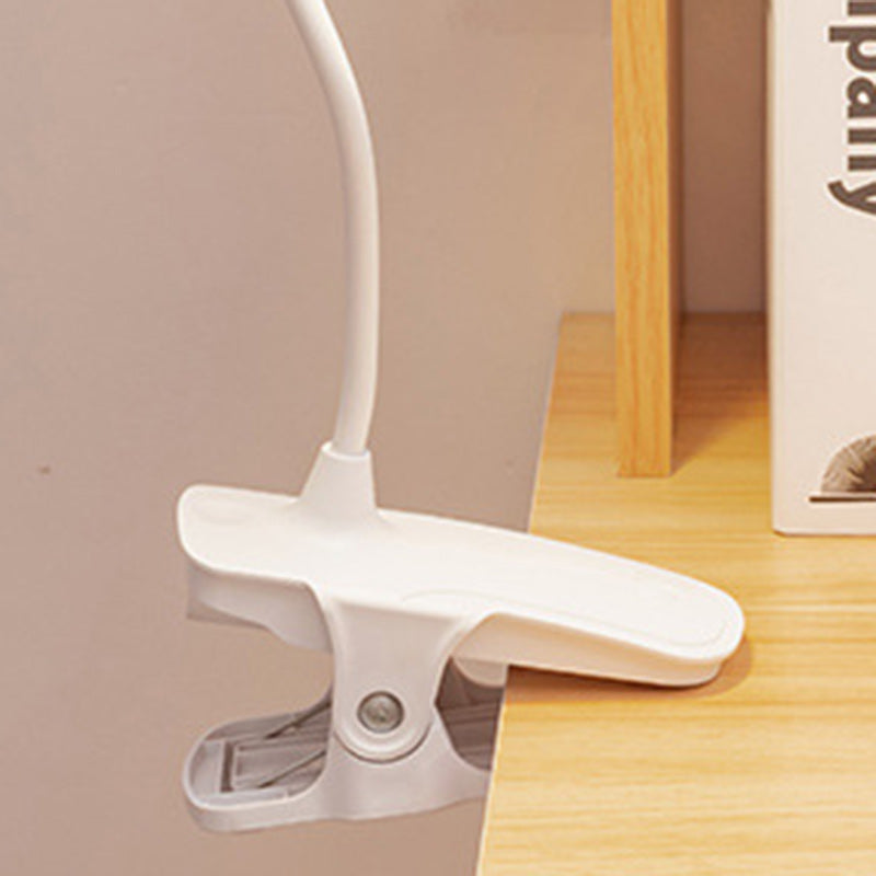 Modern Minimalist Round Adjustable Long Hose Clamp Plastic LED Table Lamp For Bedroom