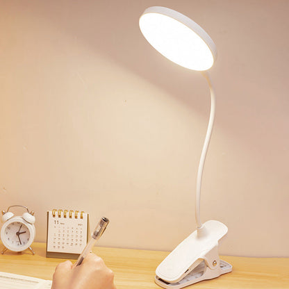 Modern Minimalist Round Adjustable Long Hose Clamp Plastic LED Table Lamp For Bedroom