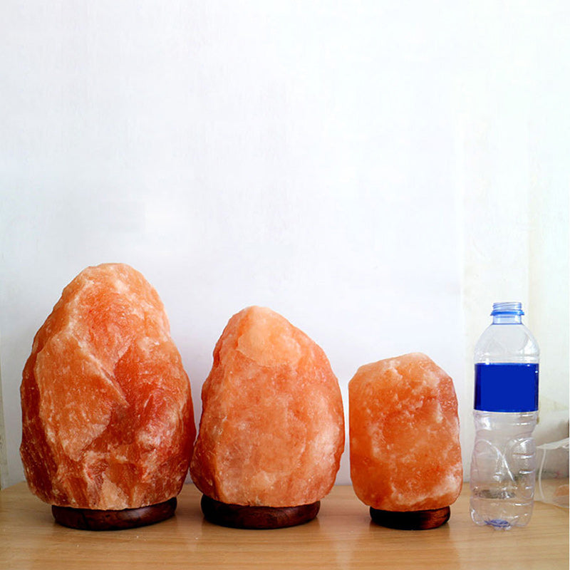 Contemporary Creative Rocky Disc Base Natural Rock Salt 1-Light Table Lamp Salt Lamp For Bedroom
