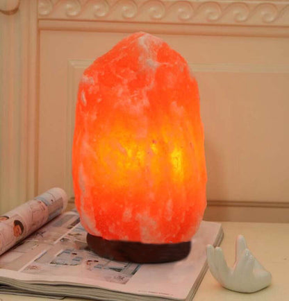 Contemporary Creative Rocky Disc Base Natural Rock Salt 1-Light Table Lamp Salt Lamp For Bedroom