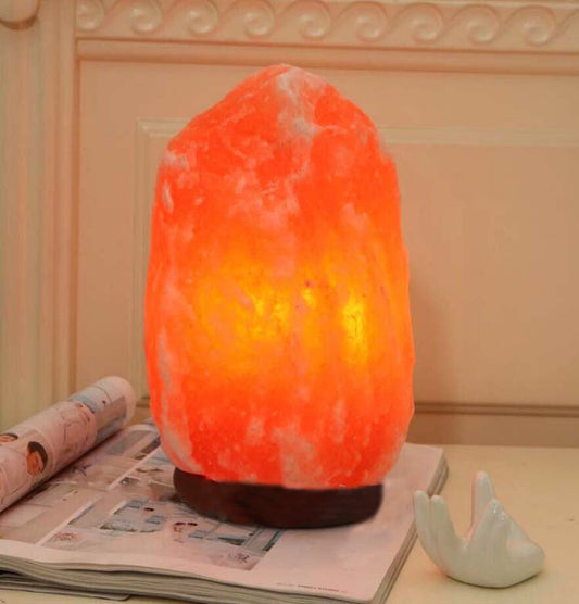Contemporary Creative Rocky Disc Base Natural Rock Salt 1-Light Table Lamp Salt Lamp For Bedroom