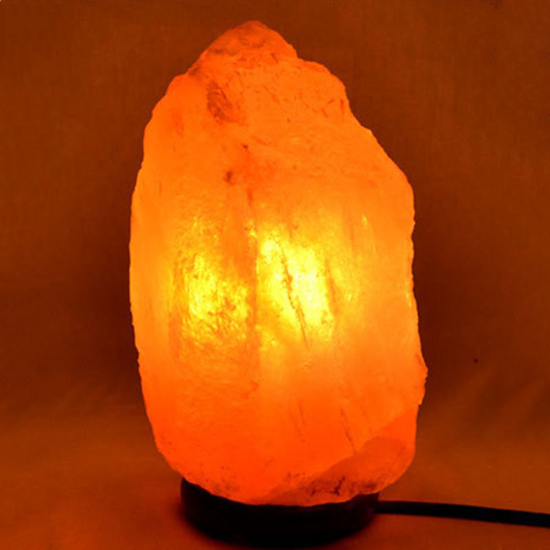 Contemporary Creative Rocky Disc Base Natural Rock Salt 1-Light Table Lamp Salt Lamp For Bedroom