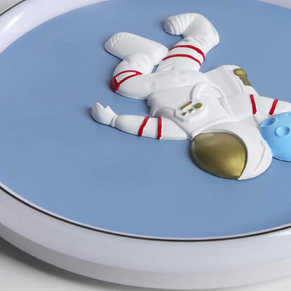 Contemporary Creative Cartoon Kids Astronaut Angel Round Aluminum Hardware Silicone Flush Mount Ceiling Light Kid Light For Bedroom