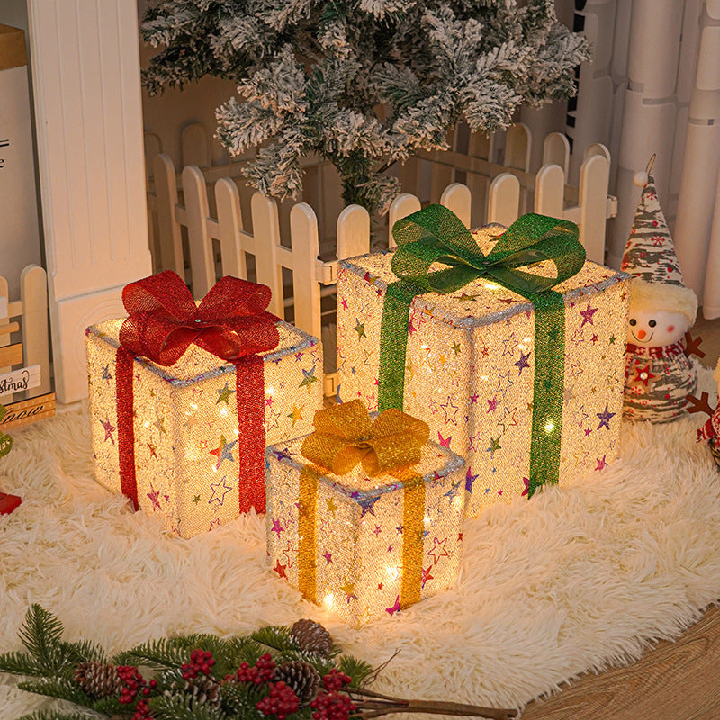 Modern Minimalist Square Christmas Gift Box PVC LED Standing Floor Lamp Decorative Light For Living Room