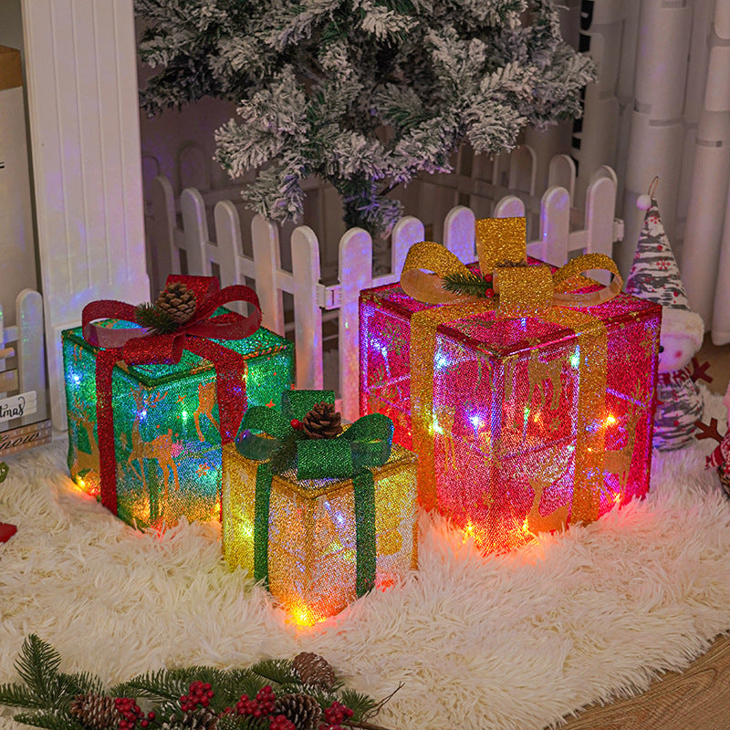 Modern Minimalist Square Christmas Gift Box PVC LED Standing Floor Lamp Decorative Light For Living Room