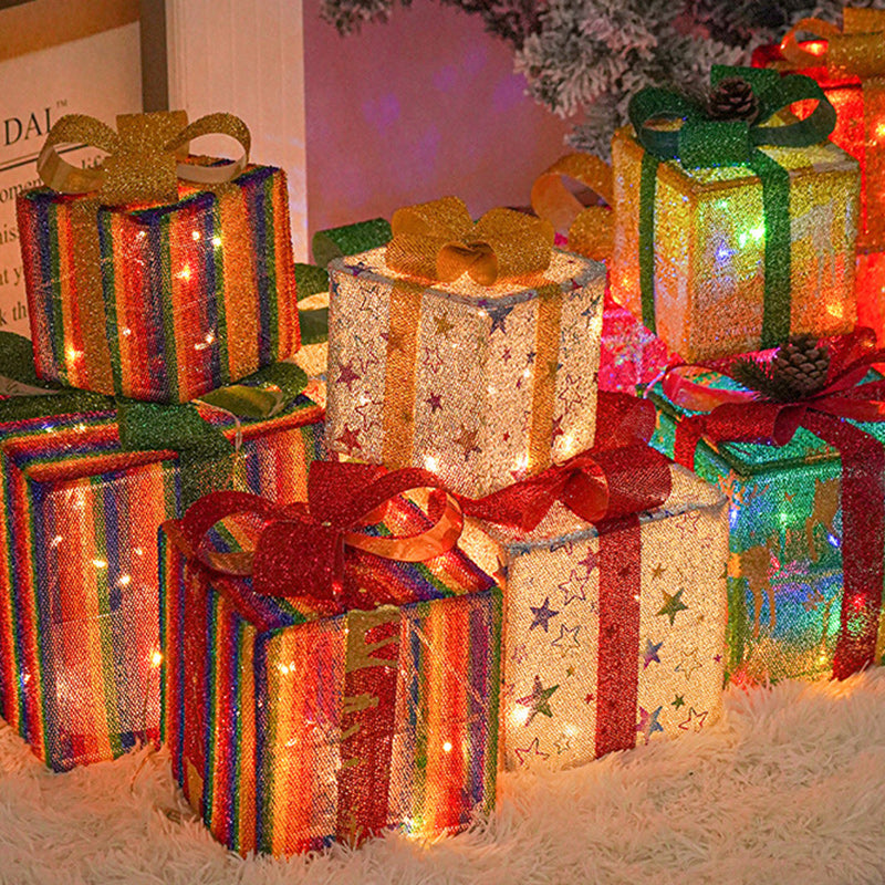 Modern Minimalist Square Christmas Gift Box PVC LED Standing Floor Lamp Decorative Light For Living Room