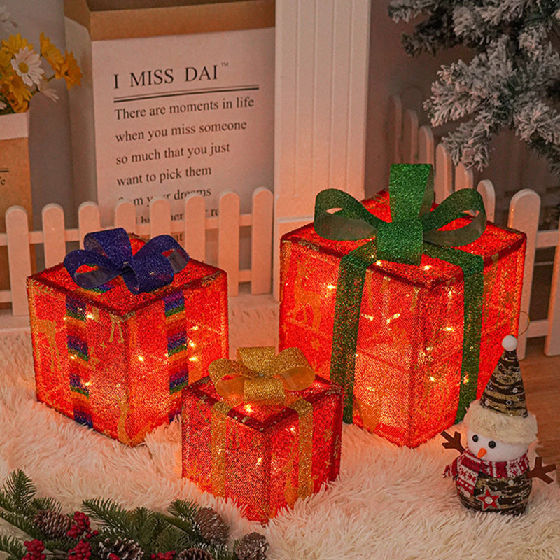 Modern Minimalist Square Christmas Gift Box PVC LED Standing Floor Lamp Decorative Light For Living Room