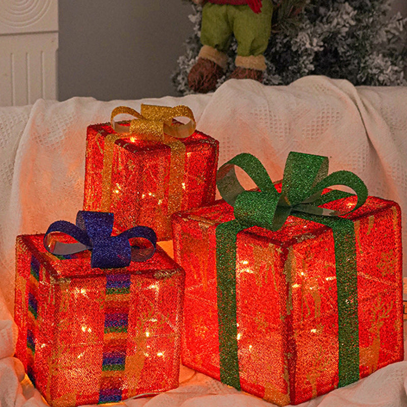 Modern Minimalist Square Christmas Gift Box PVC LED Standing Floor Lamp Decorative Light For Living Room