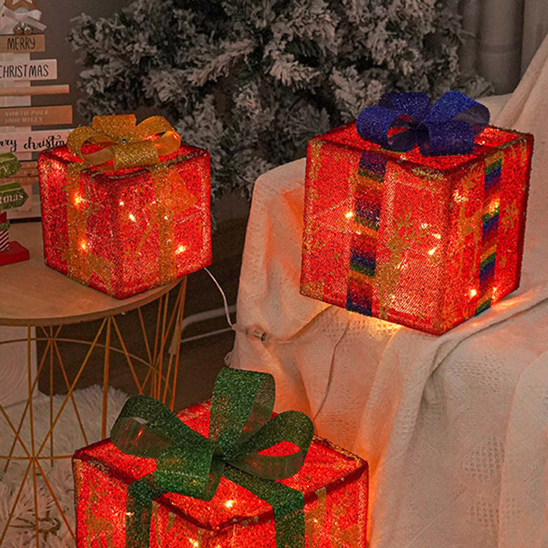Modern Minimalist Square Christmas Gift Box PVC LED Standing Floor Lamp Decorative Light For Living Room
