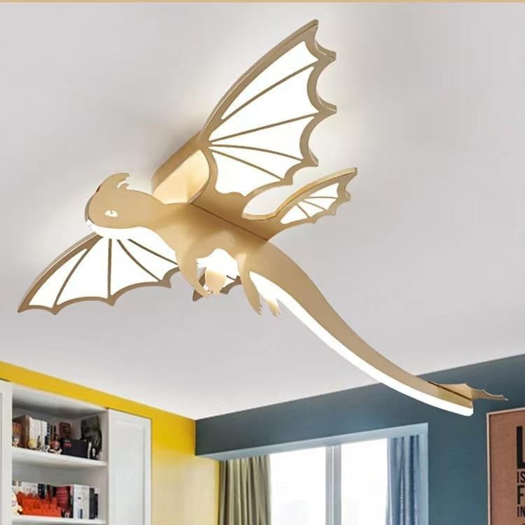 Contemporary Creative Cartoon Kids Dinosaur Oval Chassis Iron PVC Acrylic LED Semi-Flush Mount Ceiling Light Kids Light For Bedroom