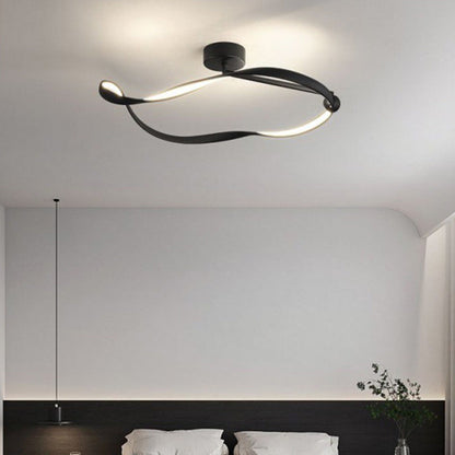 Modern Minimalist Ring Irregular Disc Base Aluminum Iron Acrylic LED Semi-Flush Mount Ceiling Light For Bedroom
