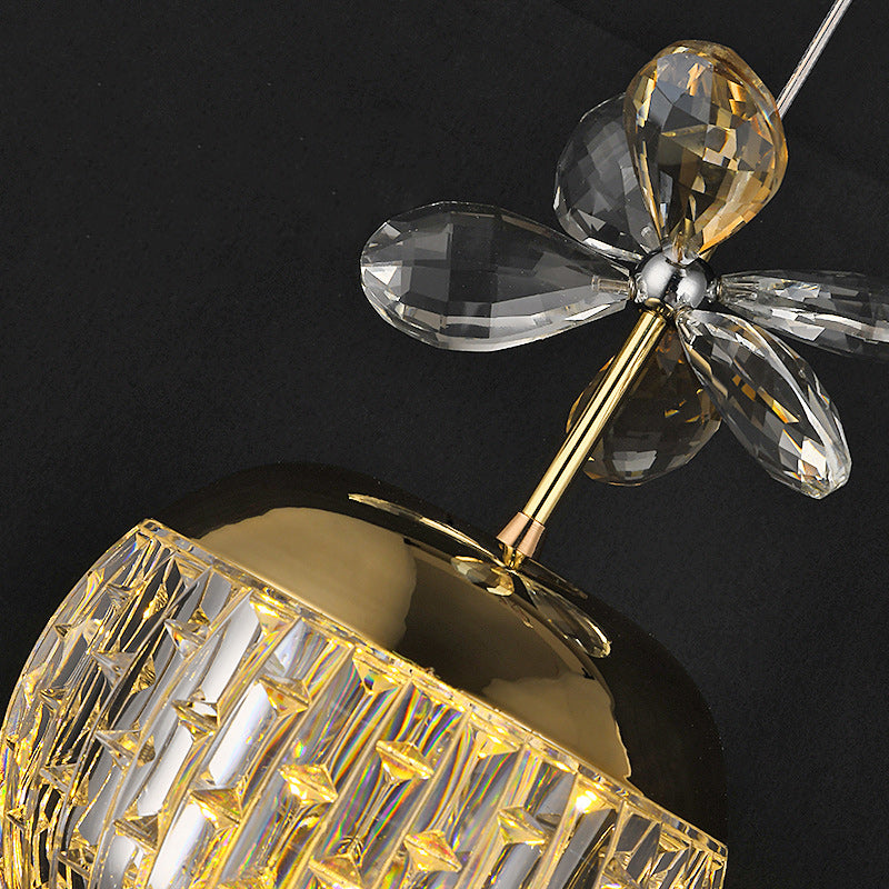 Contemporary Creative Spherical Flower Disc Base Aluminum Hardware Acrylic LED Pendant Light For Bedroom