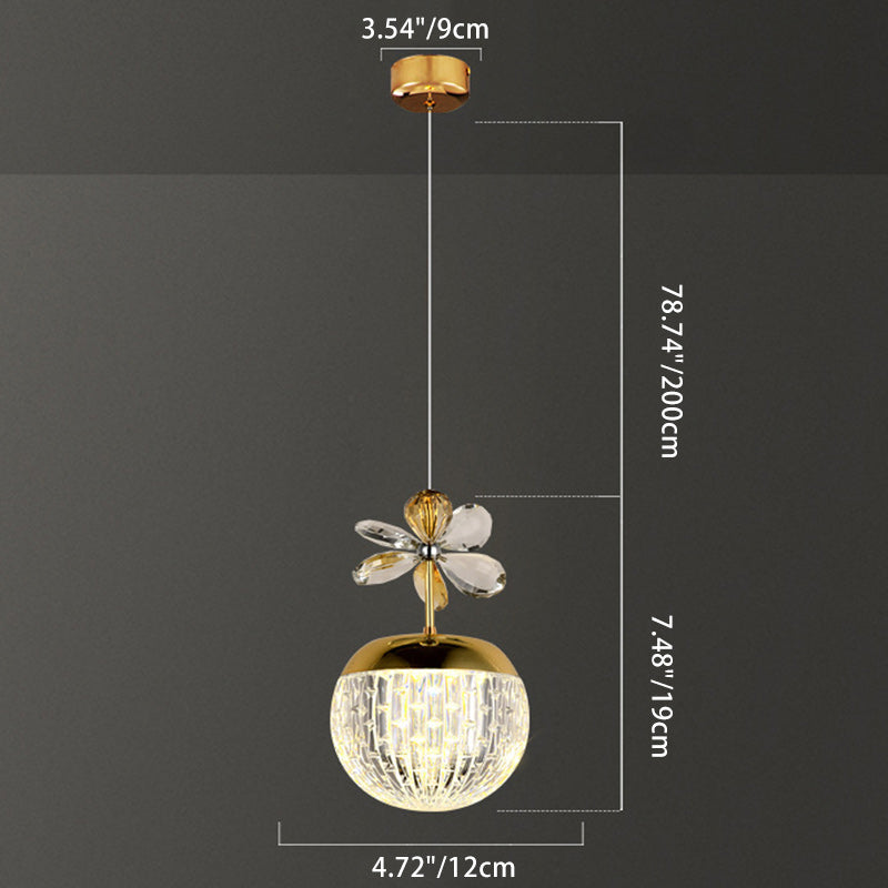 Contemporary Creative Spherical Flower Disc Base Aluminum Hardware Acrylic LED Pendant Light For Bedroom