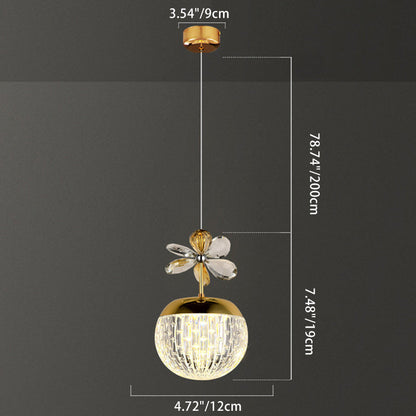 Contemporary Creative Spherical Flower Disc Base Aluminum Hardware Acrylic LED Pendant Light For Bedroom