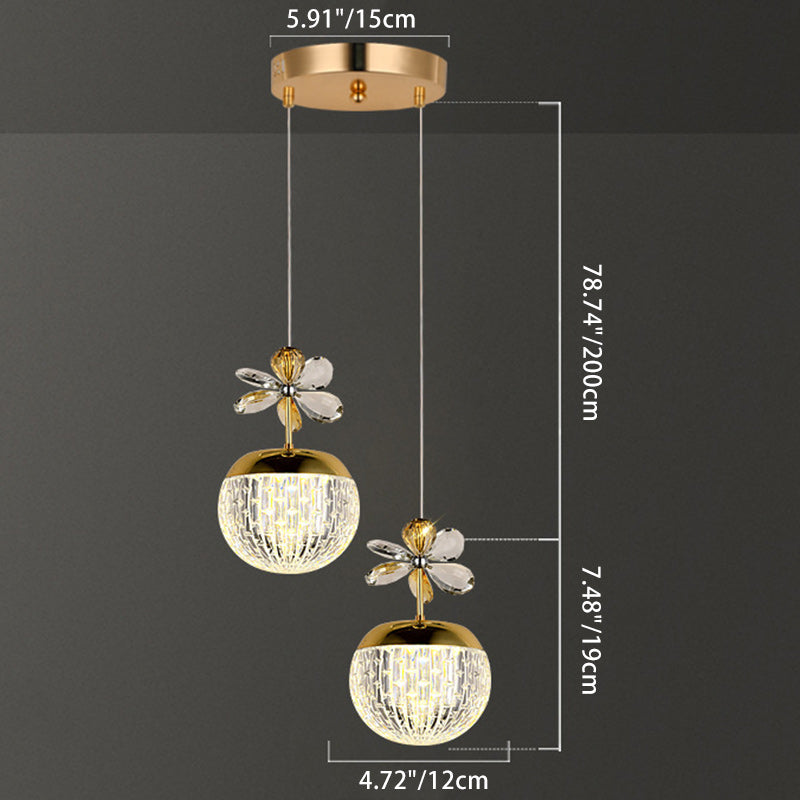 Contemporary Creative Spherical Flower Disc Base Aluminum Hardware Acrylic LED Pendant Light For Bedroom