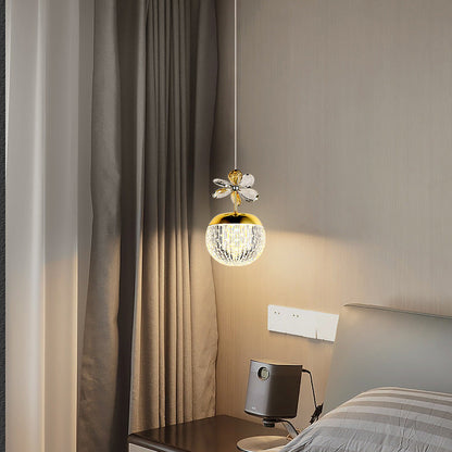 Contemporary Creative Spherical Flower Disc Base Aluminum Hardware Acrylic LED Pendant Light For Bedroom