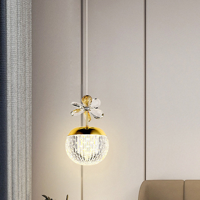Contemporary Creative Spherical Flower Disc Base Aluminum Hardware Acrylic LED Pendant Light For Bedroom