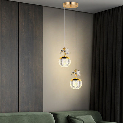 Contemporary Creative Spherical Flower Disc Base Aluminum Hardware Acrylic LED Pendant Light For Bedroom