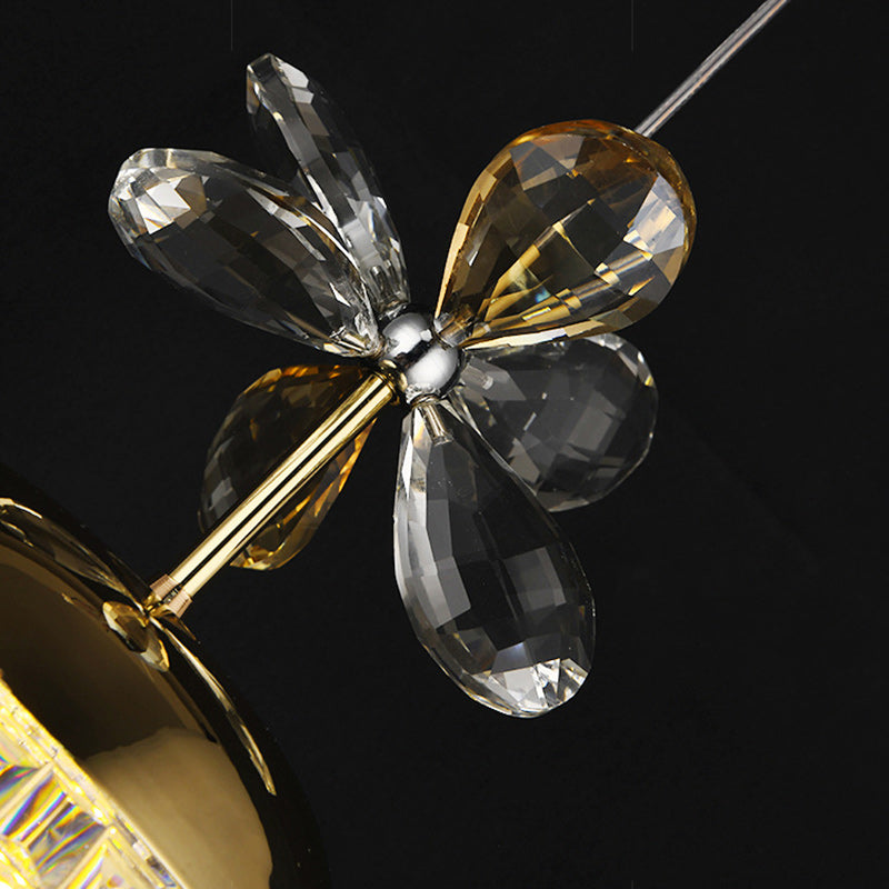 Contemporary Creative Spherical Flower Disc Base Aluminum Hardware Acrylic LED Pendant Light For Bedroom