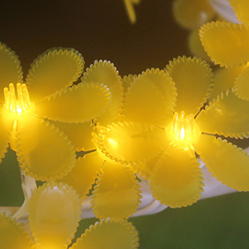 Contemporary Creative Simulation Tree Flower Petal Round Base Iron Plastic LED Table Lamp For Bedroom